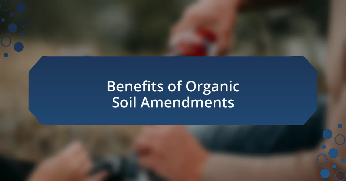 Benefits of Organic Soil Amendments