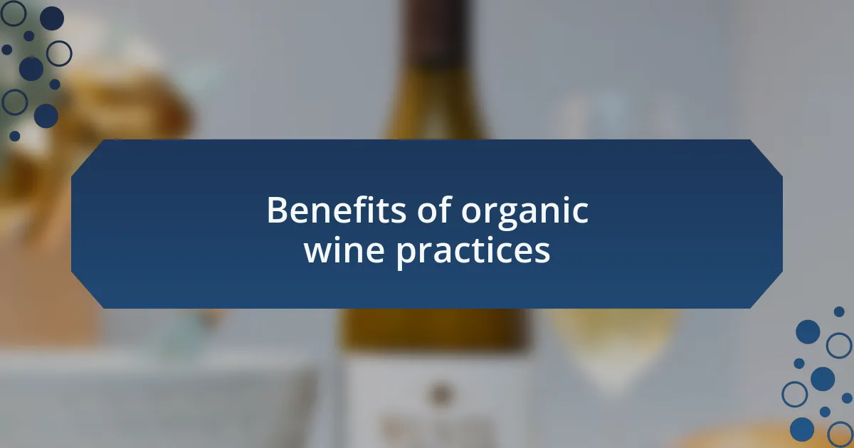Benefits of organic wine practices