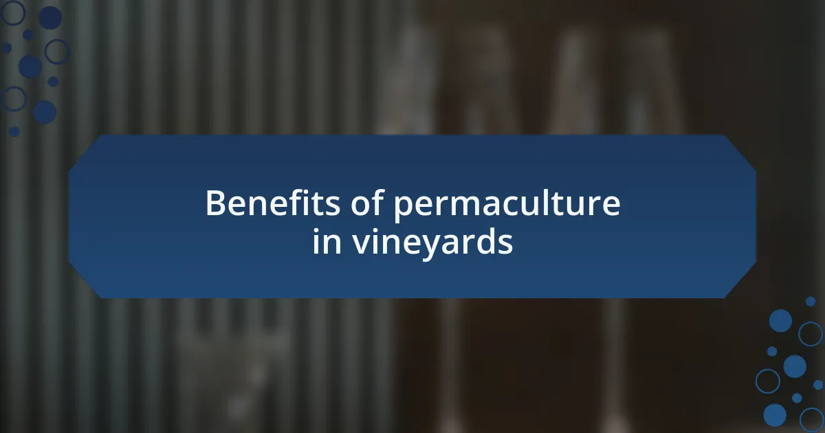 Benefits of permaculture in vineyards