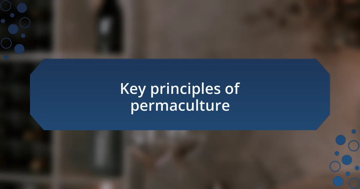 Key principles of permaculture