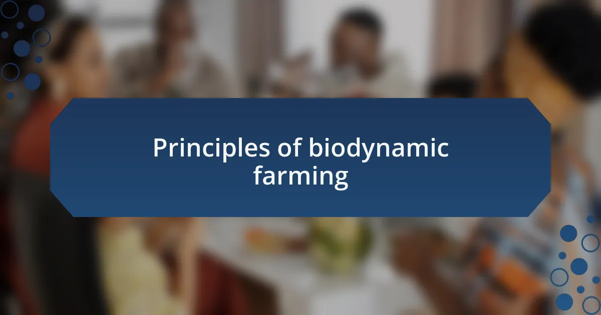 Principles of biodynamic farming