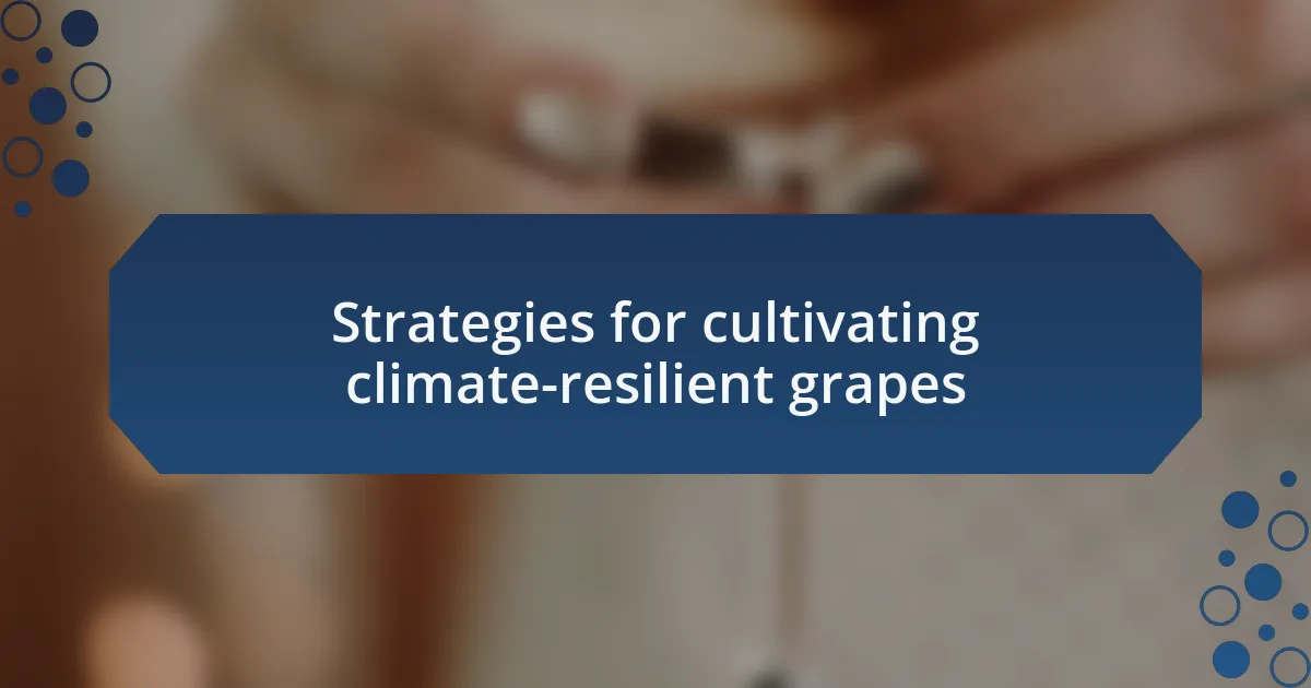 Strategies for cultivating climate-resilient grapes