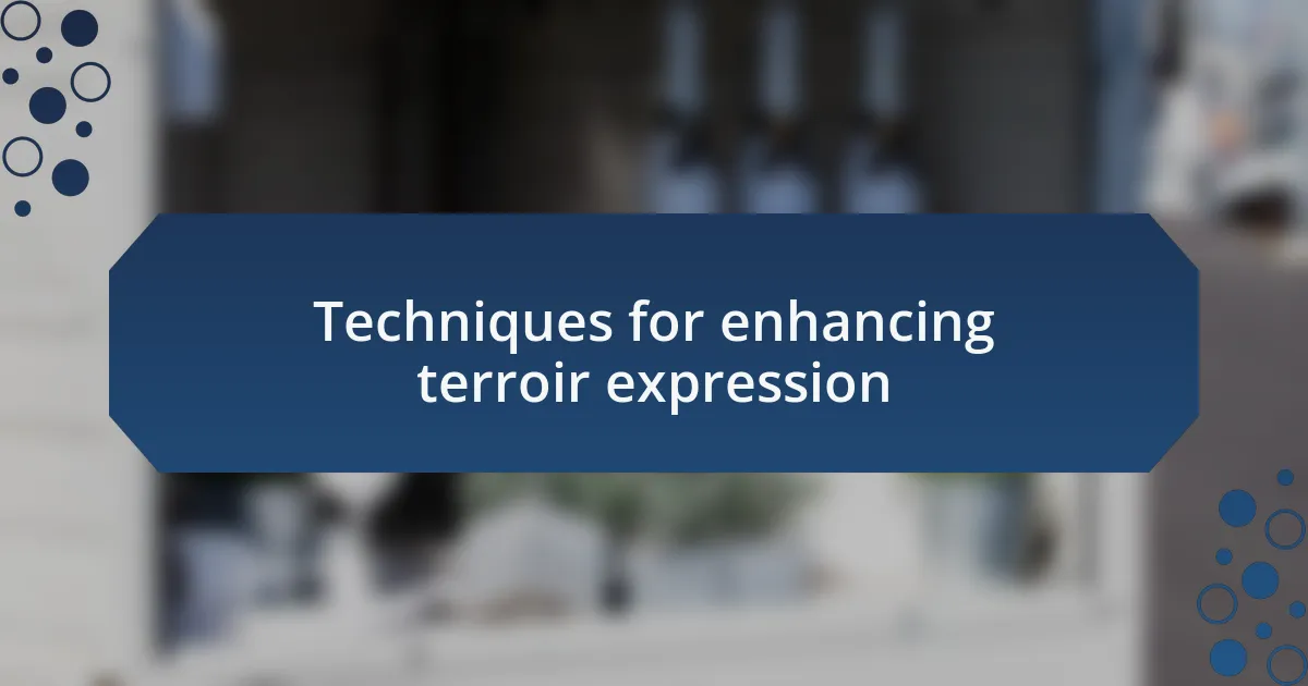 Techniques for enhancing terroir expression