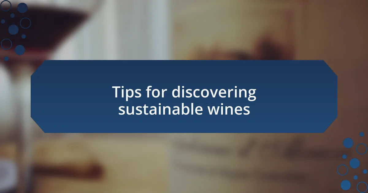 Tips for discovering sustainable wines